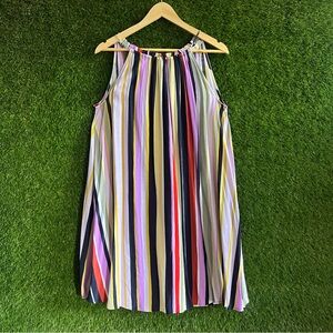 Loft Striped Sleeveless Neck Bow Tie Dress